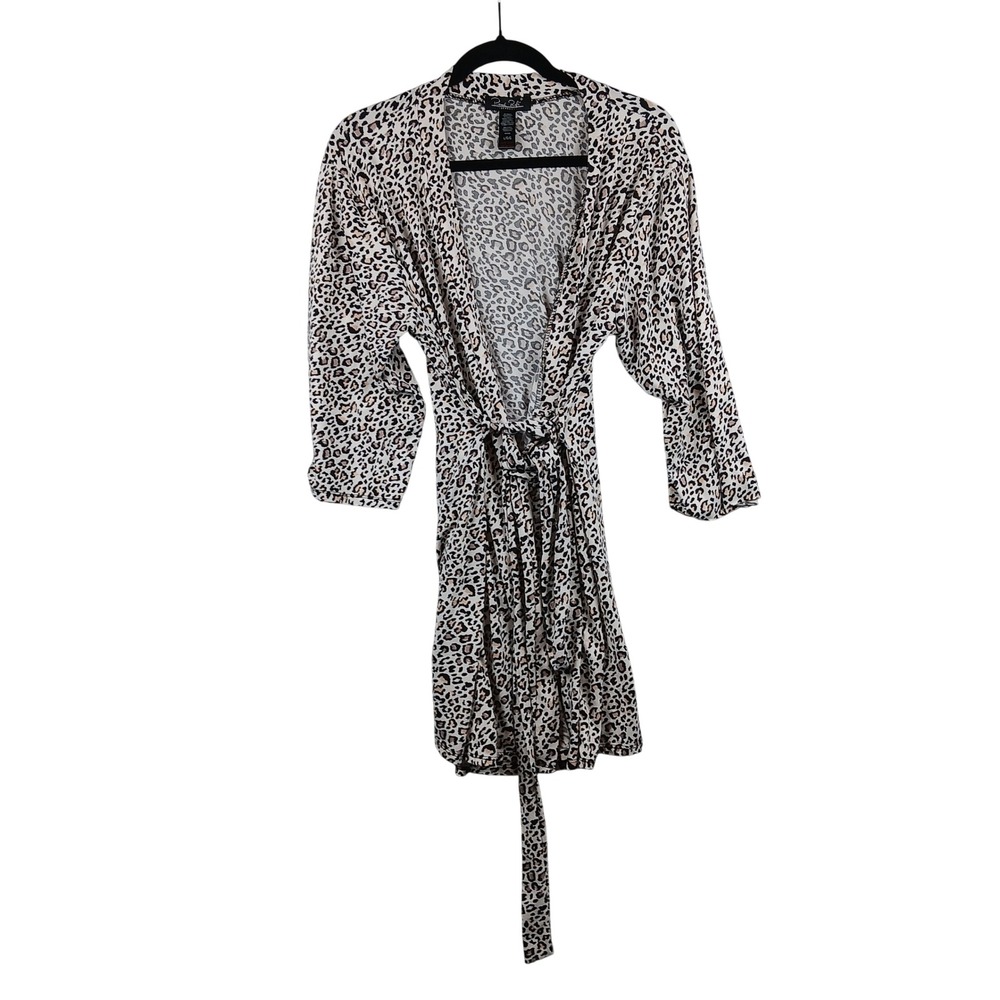 Rene Rofe Womens Leopard Print Robe L Lightweight Tie Waist Sleepwear